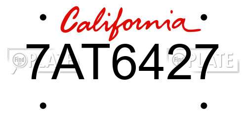 7AT6427 California License Plate