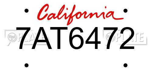 7AT6472 California License Plate
