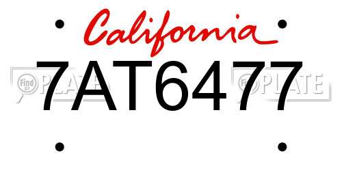 7AT6477 California License Plate