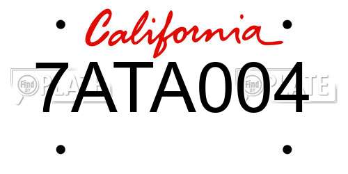 7ATA004 California License Plate