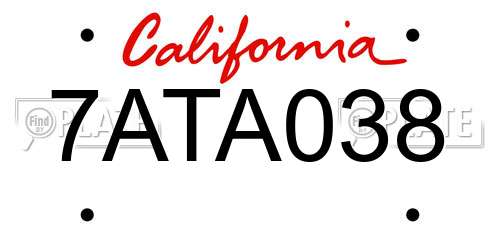 7ATA038 California License Plate