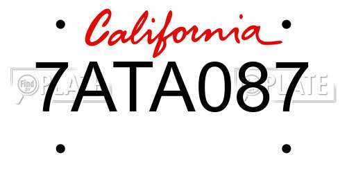 7ATA087 California License Plate