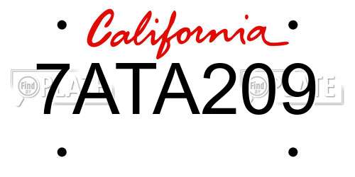 7ATA209 California License Plate