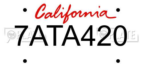 7ATA420 California License Plate