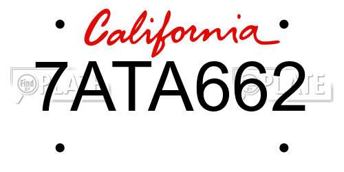 7ATA662 California License Plate