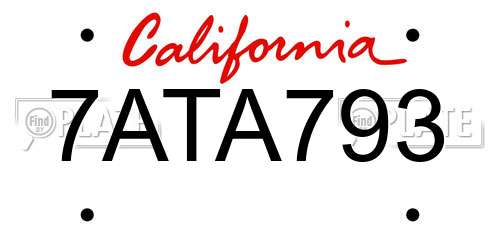 7ATA793 California License Plate