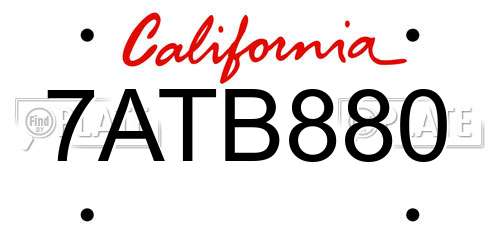 7ATB880 California License Plate