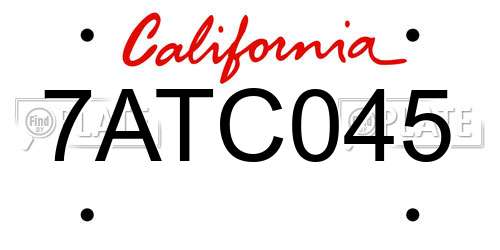 7ATC045 California License Plate