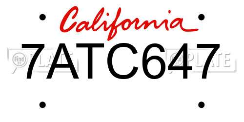 7ATC647 California License Plate