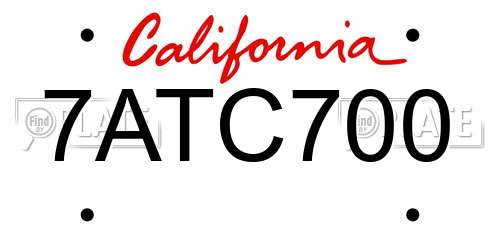 7ATC700 California License Plate