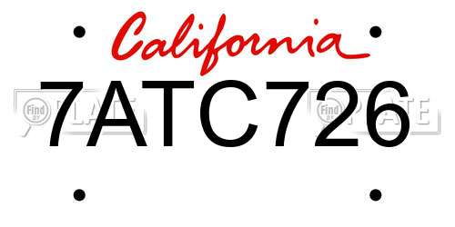 7ATC726 California License Plate