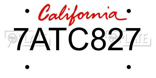 7ATC827 California License Plate