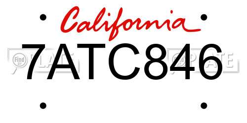 7ATC846 California License Plate