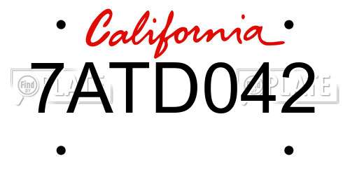 7ATD042 California License Plate