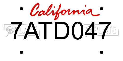 7ATD047 California License Plate