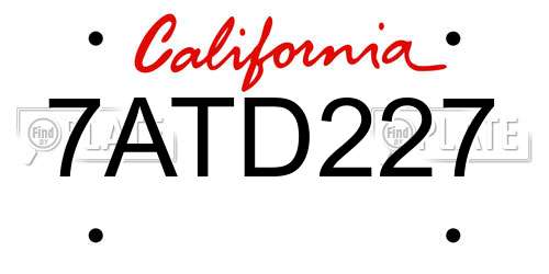 7ATD227 California License Plate
