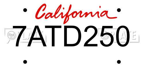 7ATD250 California License Plate