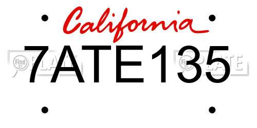 7ATE135 California License Plate