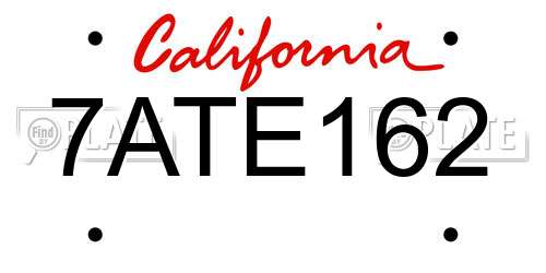 7ATE162 California License Plate