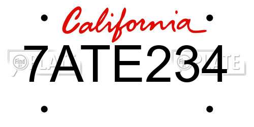 7ATE234 California License Plate