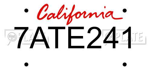 7ATE241 California License Plate