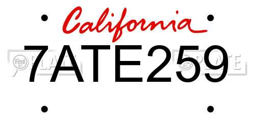 7ATE259 California License Plate