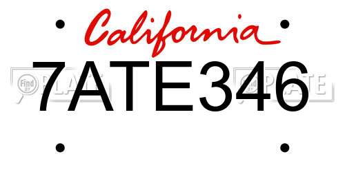 7ATE346 California License Plate