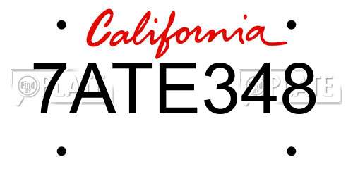 7ATE348 California License Plate