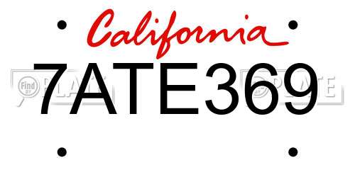 7ATE369 California License Plate