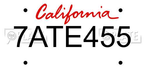 7ATE455 California License Plate