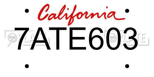 7ATE603 California License Plate