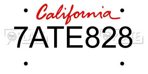 7ATE828 California License Plate