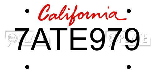 7ATE979 California License Plate