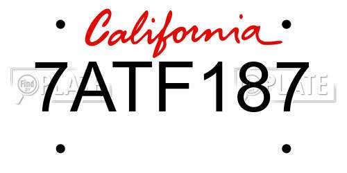 7ATF187 California License Plate
