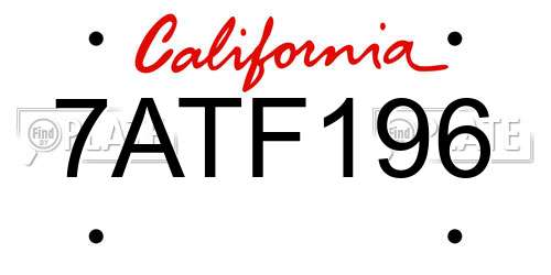 7ATF196 California License Plate