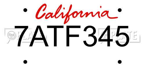 7ATF345 California License Plate
