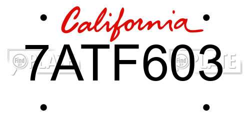 7ATF603 California License Plate