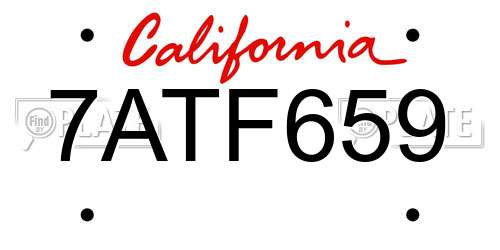 7ATF659 California License Plate
