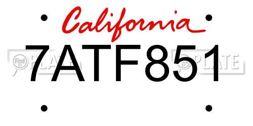 7ATF851 California License Plate