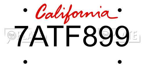 7ATF899 California License Plate
