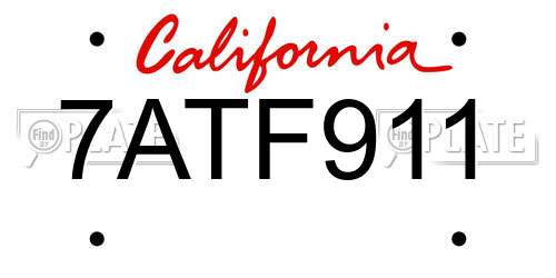 7ATF911 California License Plate