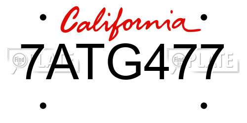 7ATG477 California License Plate