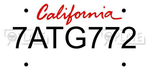 7ATG772 California License Plate