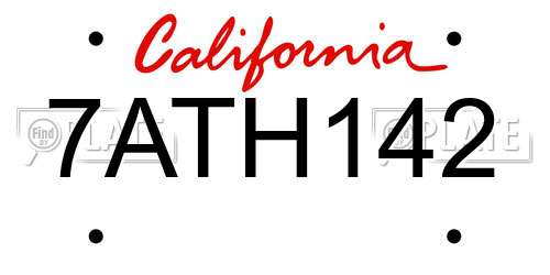 7ATH142 California License Plate