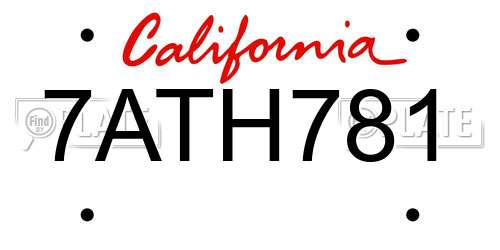 7ATH781 California License Plate