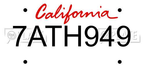 7ATH949 California License Plate