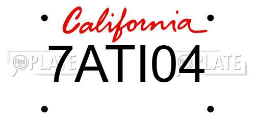 7ATI04 California License Plate