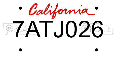 7ATJ026 California License Plate