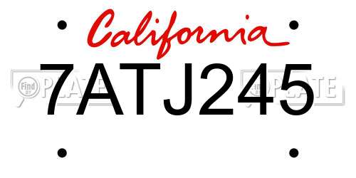 7ATJ245 California License Plate