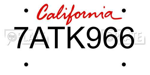 7ATK966 California License Plate